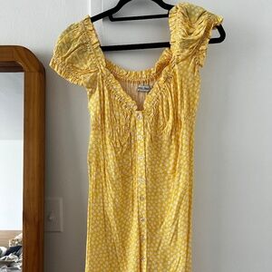 With Jean yellow dress